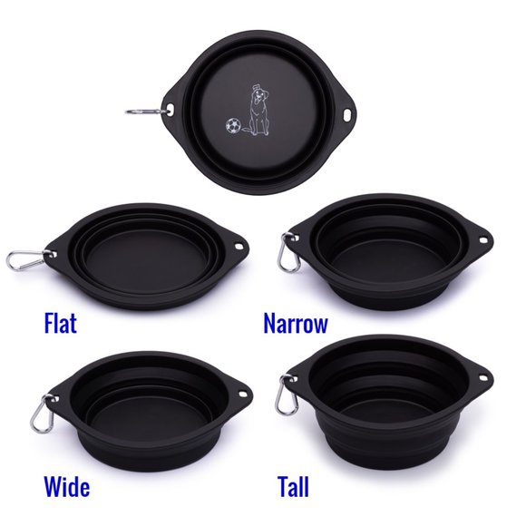 Collapsible Travel Dog Bowls (Large Size / 800 ml) - Two Pack (Black & Red) - Picture 5 of 8